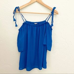J crew off the shoulder blue chiffon blouse